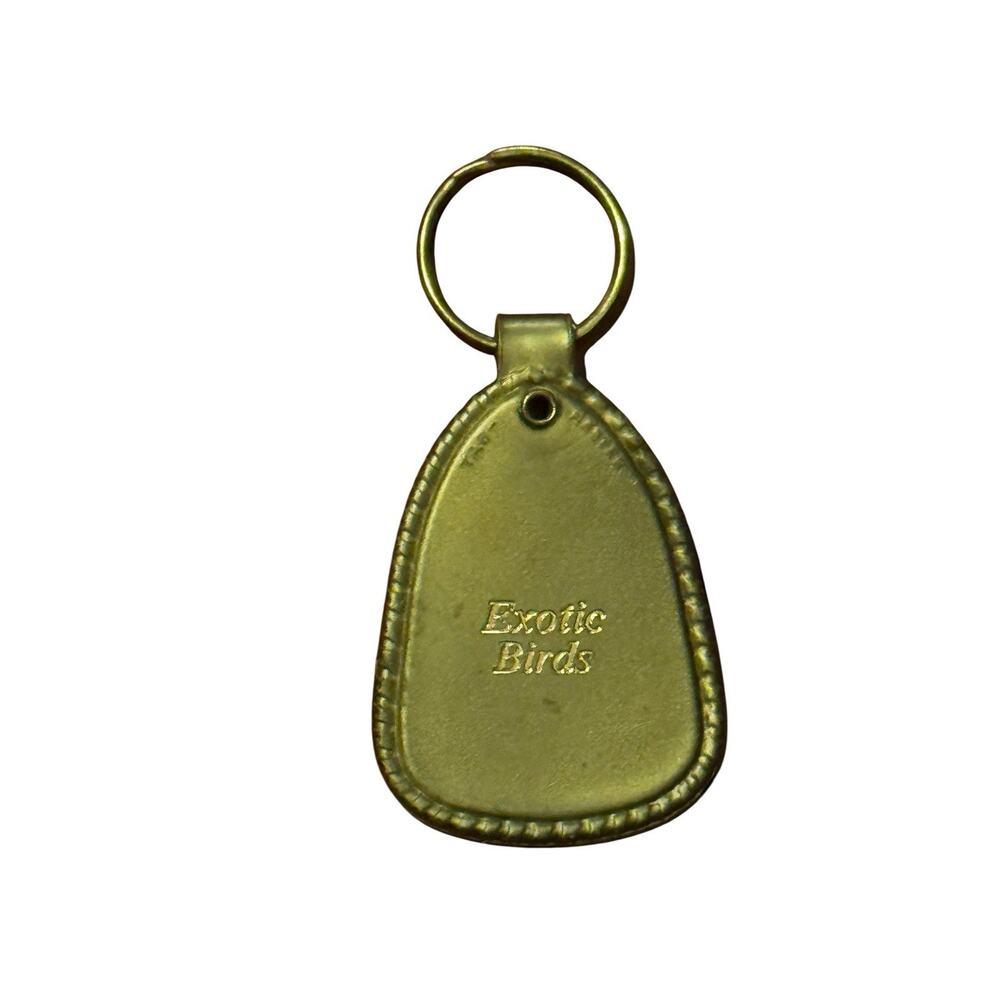 VTG‎ Beverly Hills Exotic Birds Leather Keychain Fob B.D. Feathers & Co. USA